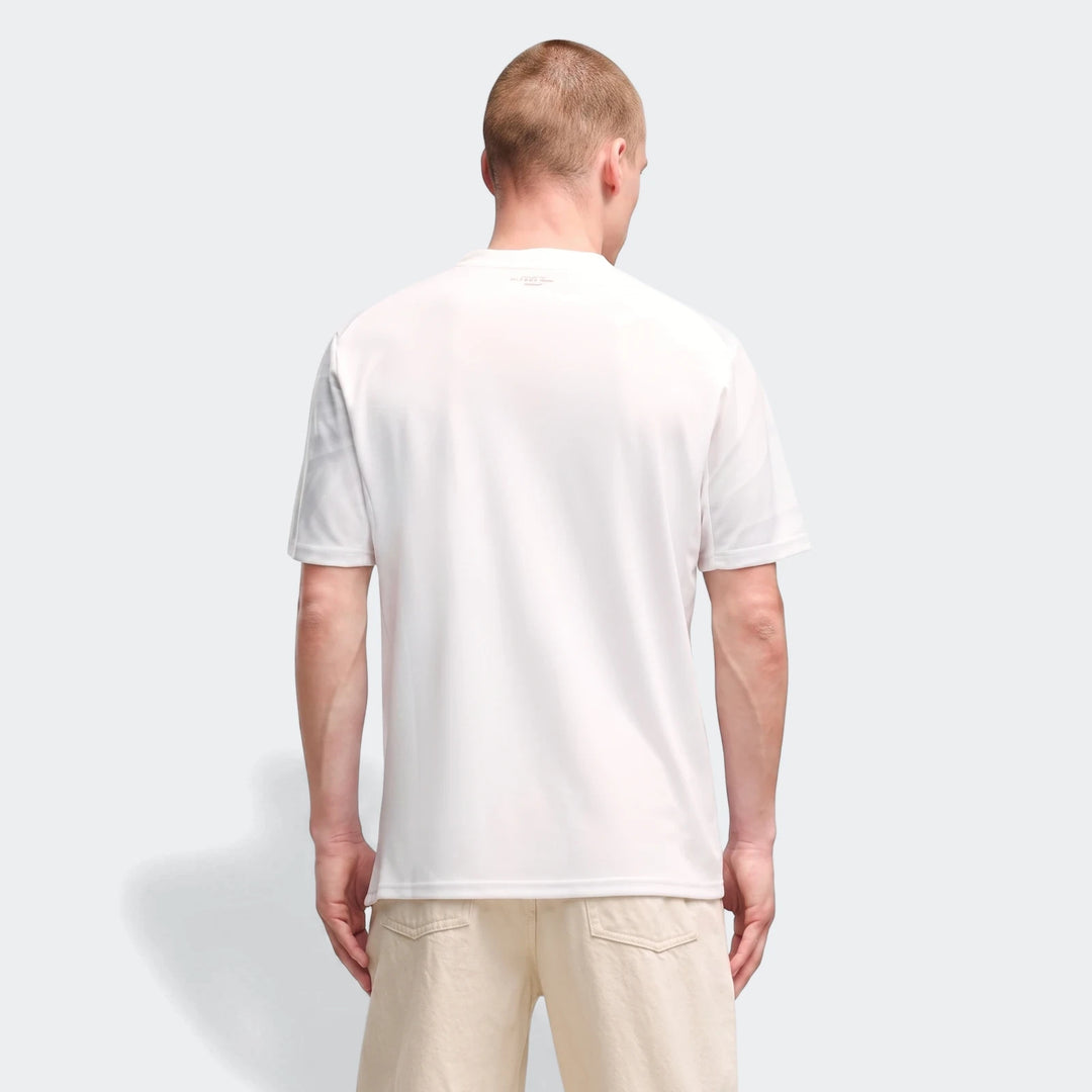Men's Ac Milan 26/27 Away Jersey in white, short-sleeve, worn by a model and viewed from the back.
