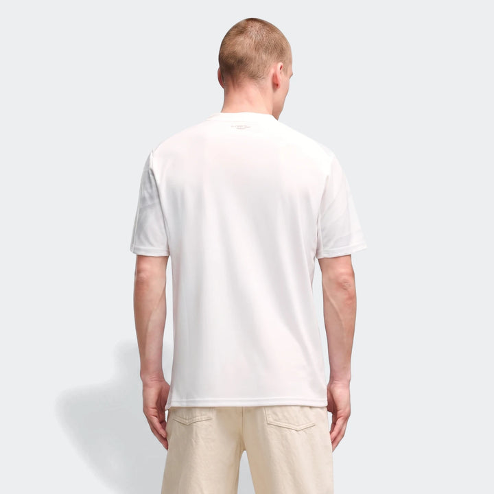 Men's Ac Milan 26/27 Away Jersey in white, short-sleeve, worn by a model and viewed from the back.