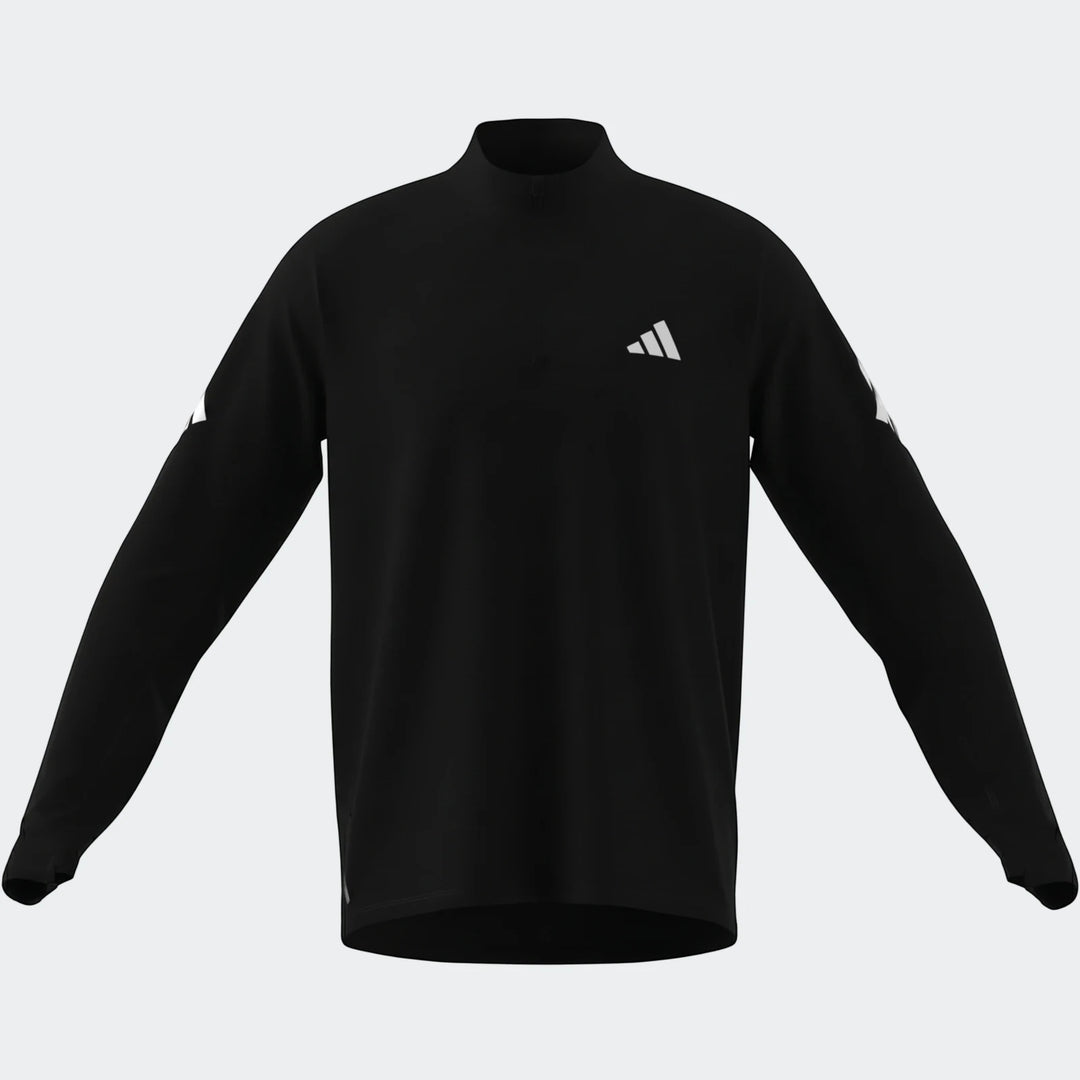 Men's black Adidas Adi365 Full-Zip Sweatshirt featuring a mock neck and long sleeves, shown on display.
