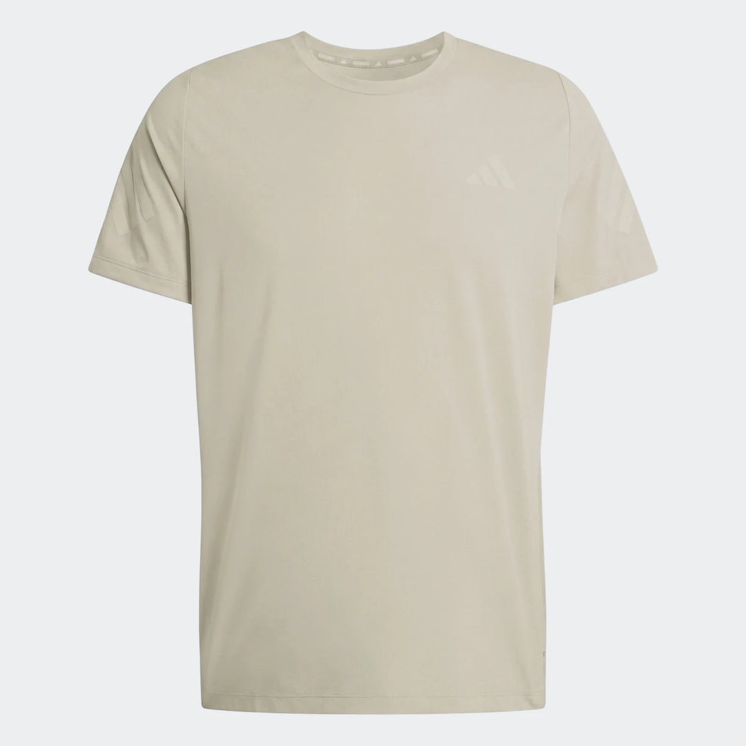 Light brown Adidas Adi365 T-Shirt for men, front view, featuring a subtle logo on the chest and stripes on the sleeves.