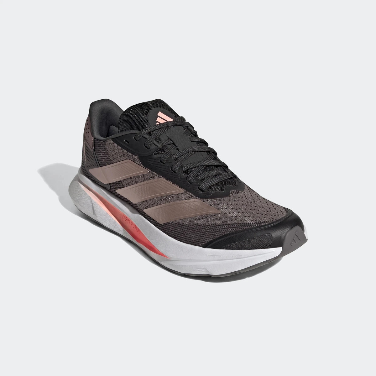 Adidas Duramo Sl 2 running shoes in black and rose gold, featuring mesh upper and white Lightmotion sole.