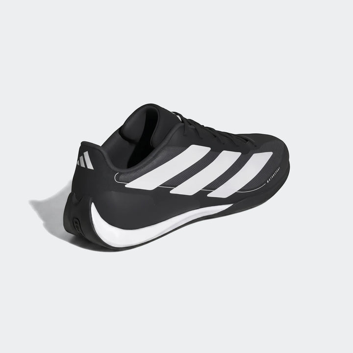 Adidas Feroza Base Shoes in black and white, featuring a sporty design with three stripes, presented in a rear-quarter view.