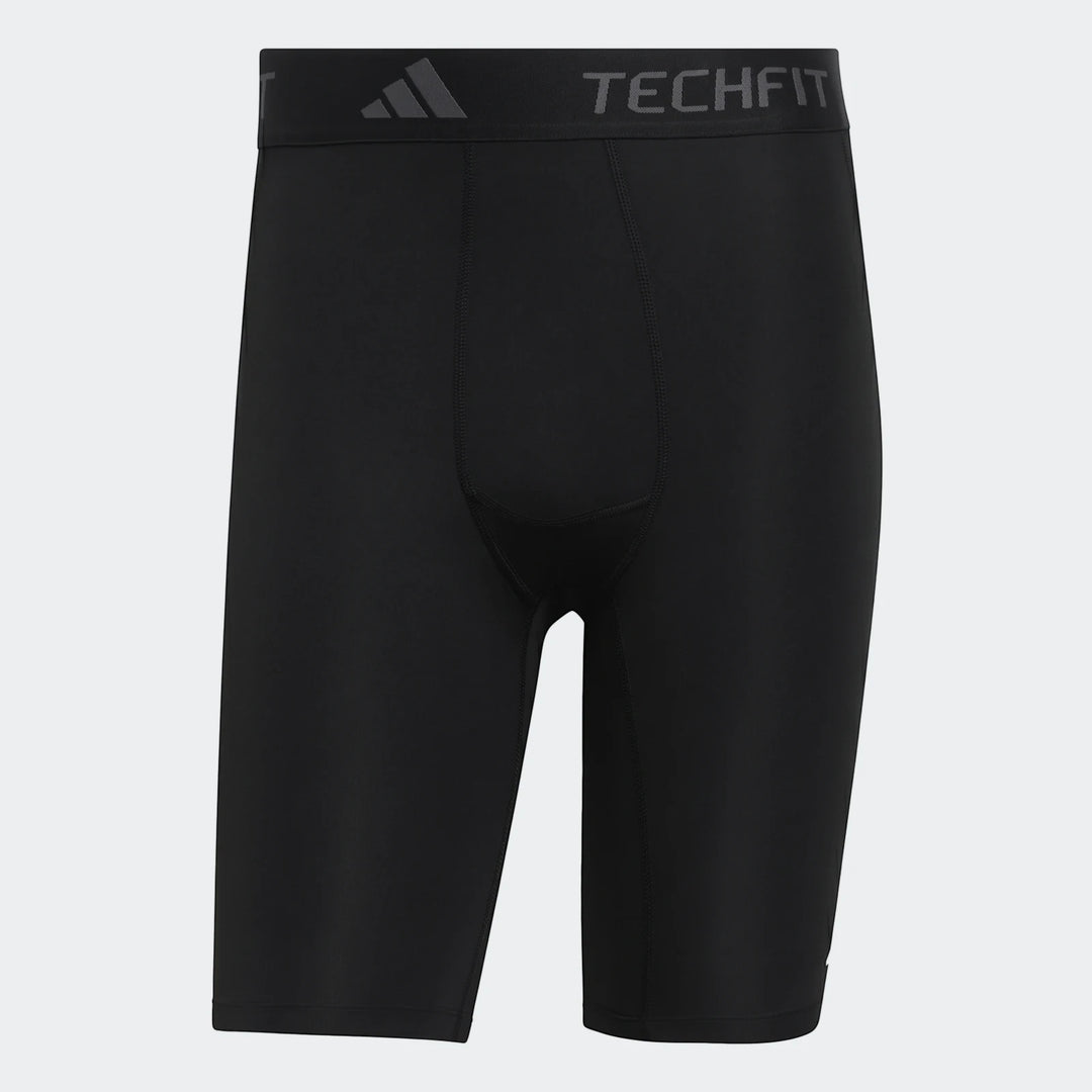 Black Adidas Football Base Layer Short Tights in a compression fit, shown from a front view against a neutral background.