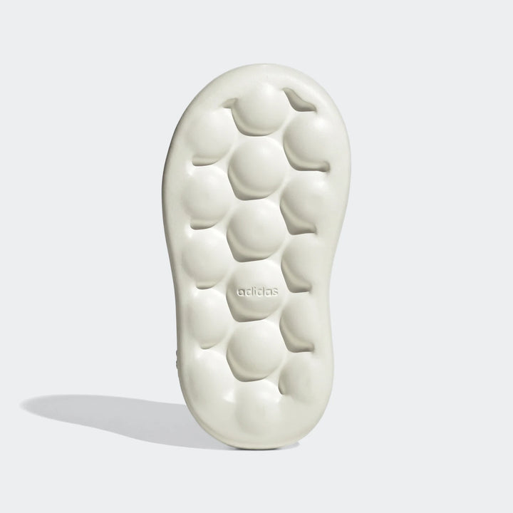 White Adidas Grand Court Spider-Man Cloudfoam Kids shoe sole, featuring a textured bubble design and visible Adidas logo,