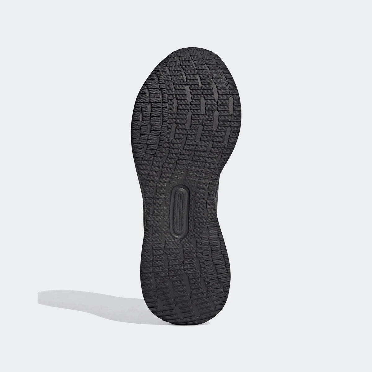 Black Adidas Runblaze W women's running shoe, visible from the sole view, showcasing the textured outsole pattern.