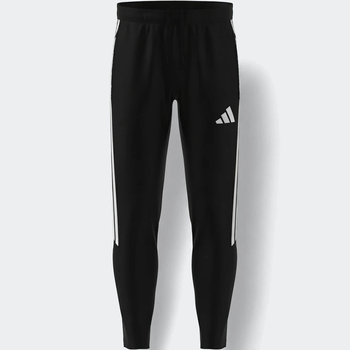 Black Adidas Tiro 26 Competition Training Pants, featuring white stripes and logo, shown front view against a neutral