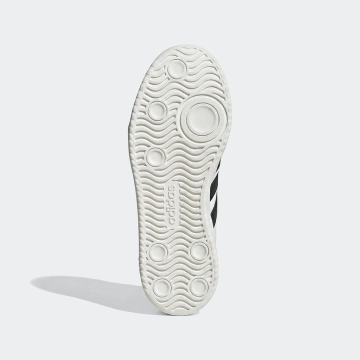 Adidas Vl Court Fc Ft White Sneakers, seen from the bottom revealing the white rubber sole with grip pattern and black side