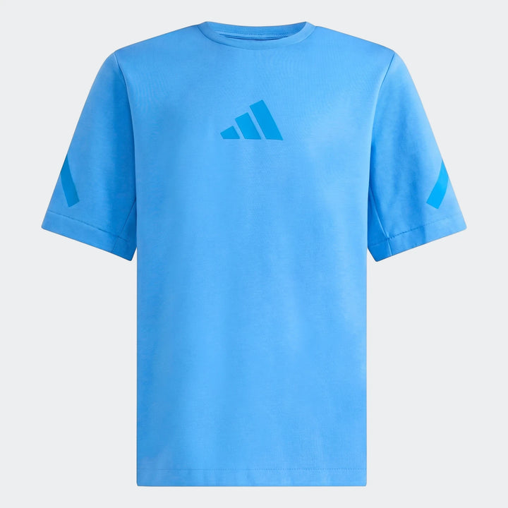 Light blue Adidas Youth Z.N.E. T-Shirt, featuring the Badge of Sport logo on the chest and short sleeves.