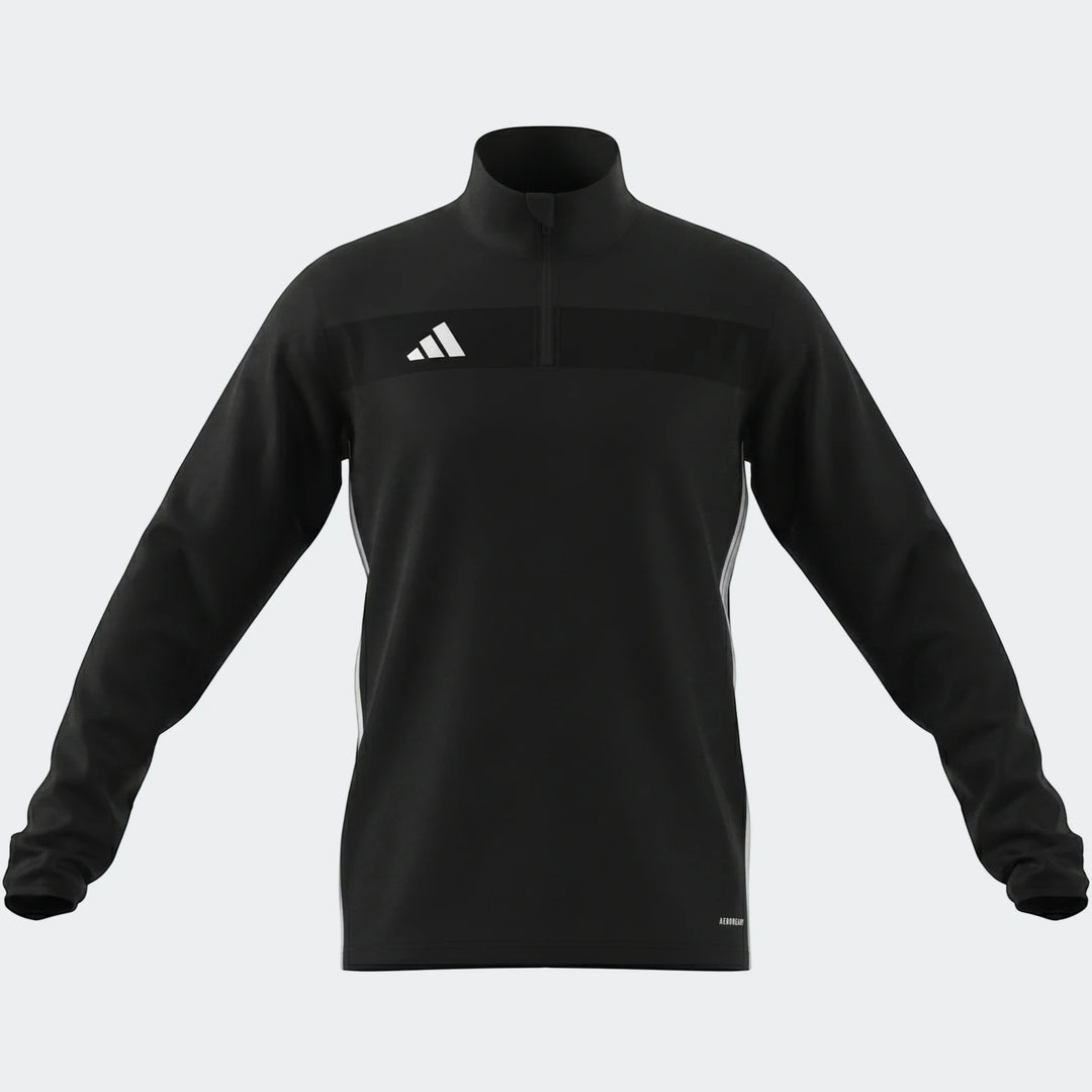 Black Adidas Z.N.E. quarter-zip track top for men, featuring a stand-up collar and AEROREADY technology.