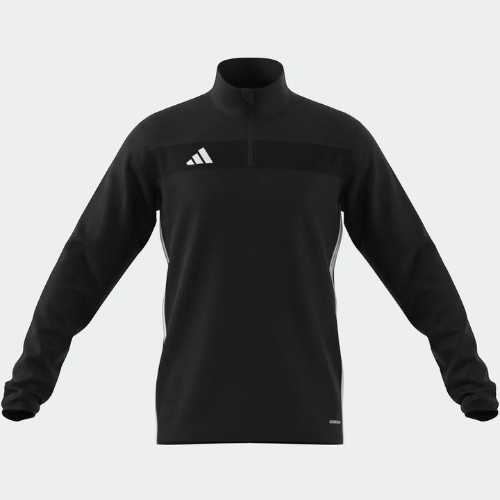 Black Adidas Z.N.E. quarter-zip track top for men, featuring a stand-up collar and AEROREADY technology.