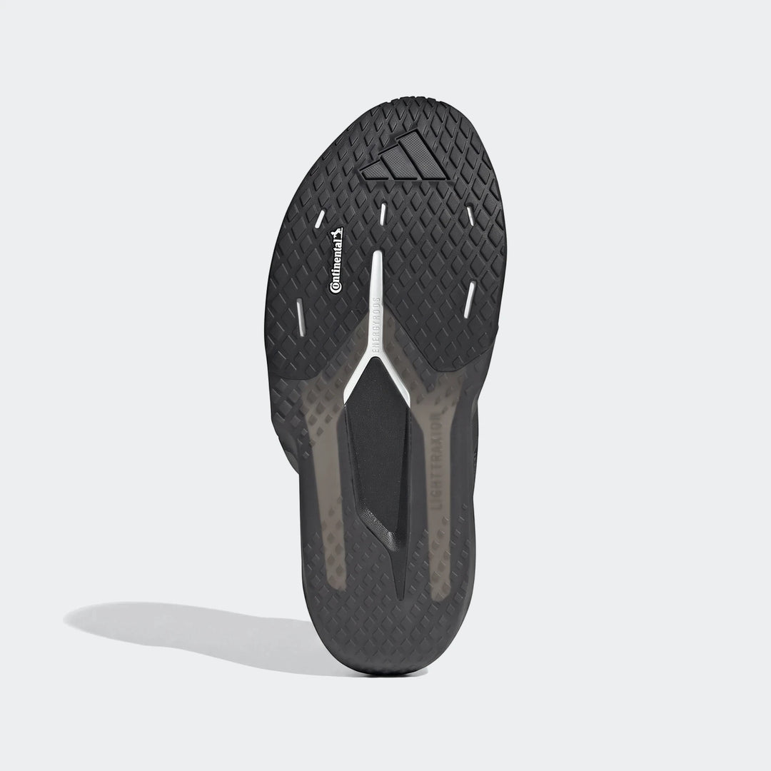 Black Adizero Dropset Pro Training Shoes sole, showing the Continental outsole, Energyrods, and Lighttraxion technology from