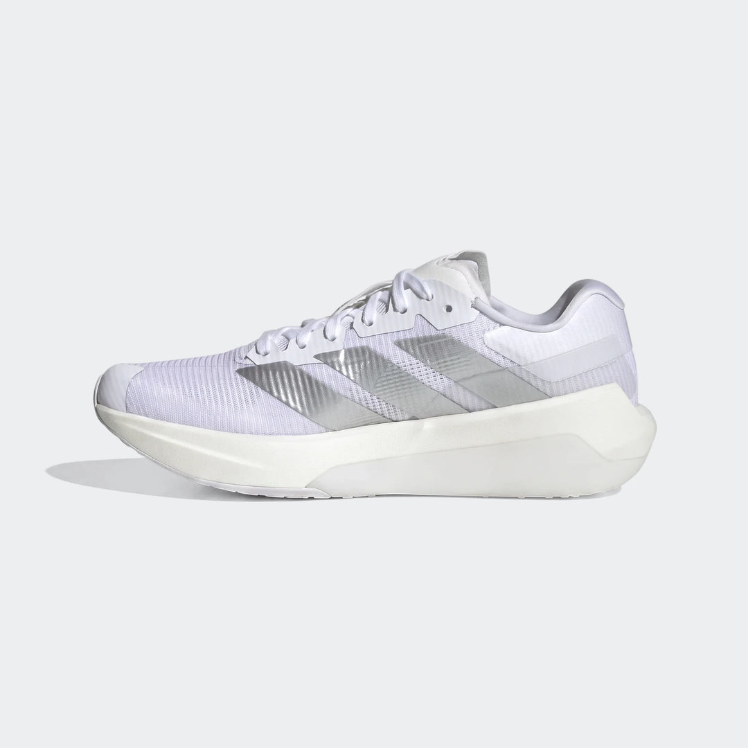 Adizero Dropset Pro Training Shoes in white and silver, shown from a side profile against a clean white background.