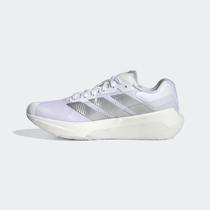 Adizero Dropset Pro Training Shoes in white and silver, shown from a side profile against a clean white background.