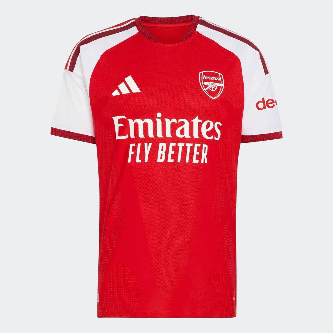 Red and white Adidas Arsenal FC 26/27 Home Authentic Jersey, short-sleeve, featuring club crest and sponsor logos, front