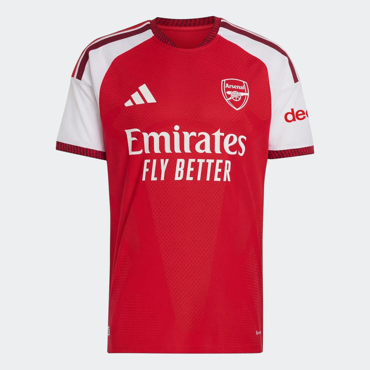 Red and white Arsenal FC 26/27 Home Authentic Jersey, featuring club crest, Adidas logo, and 'Emirates Fly Better' sponsor