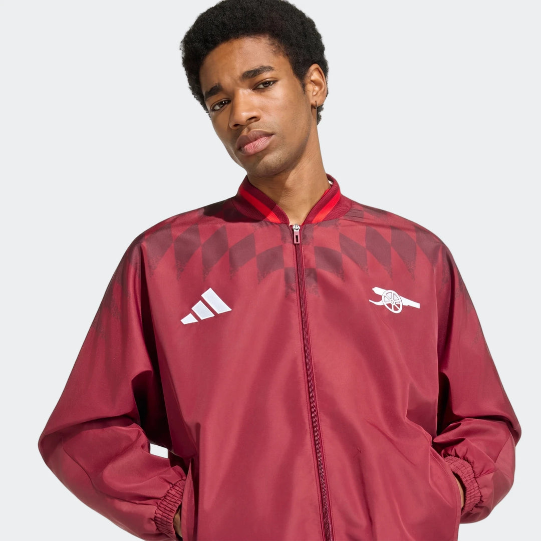Arsenal FC Street Track Top in burgundy with full zip front, stand collar, and Arsenal cannon crest.