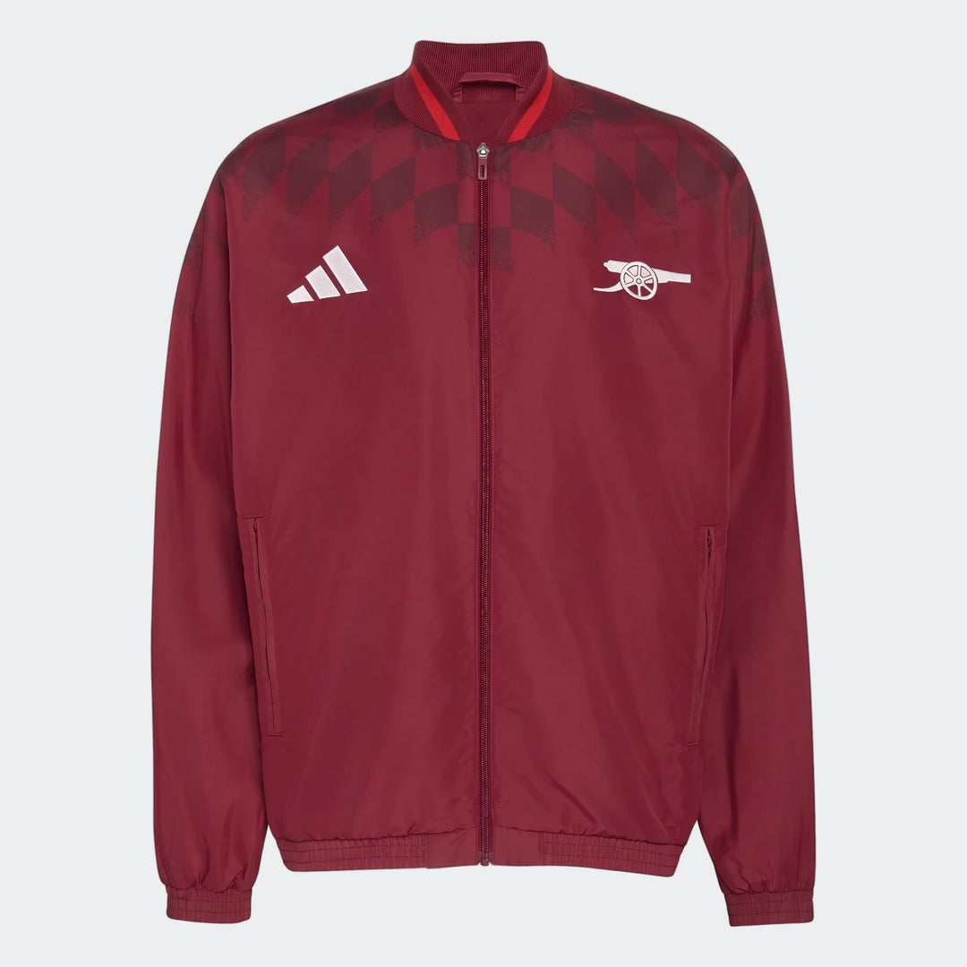 Arsenal FC Street Track Top in burgundy, full zip jacket with ribbed collar and Arsenal crest shown front view.