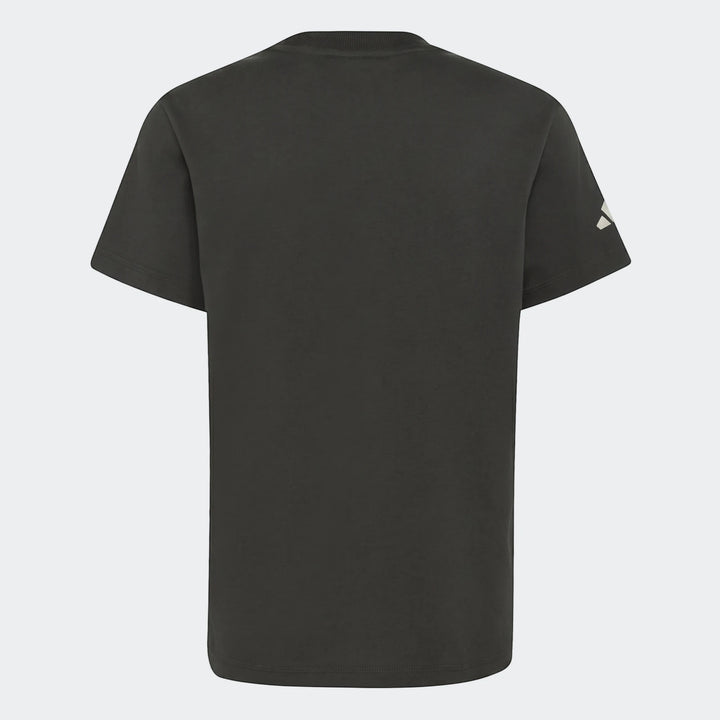Kids' Audi Revolut F1 Team Dna Graphic T-Shirt in dark grey, back view, featuring a partial graphic on the sleeve.