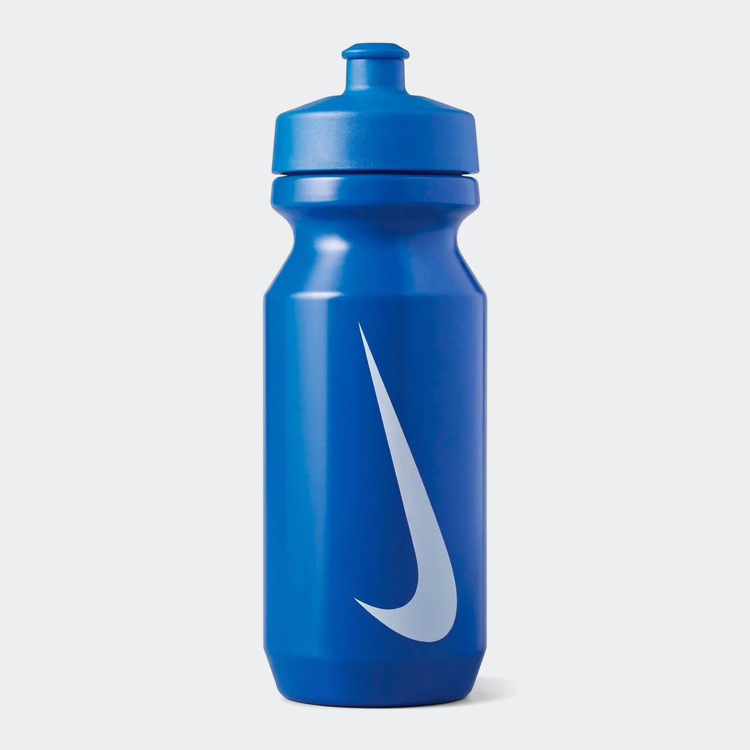 Big Mouth Bottle Blue Water Bottle in blue plastic with pull-top sports spout, front view for hydration.