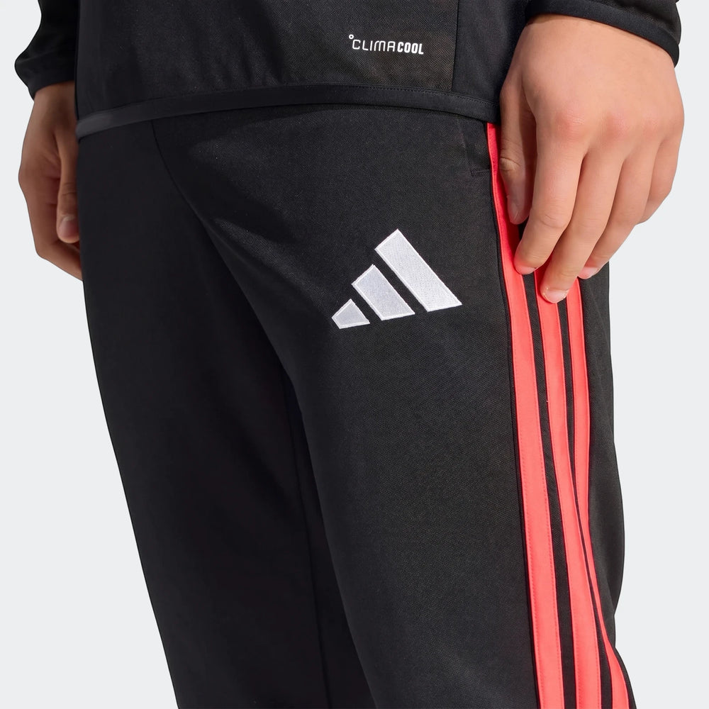 Black Adidas Tiro 26 League Training Tracksuit Bottoms Regular, featuring iconic red three-stripes and white logo, worn by a