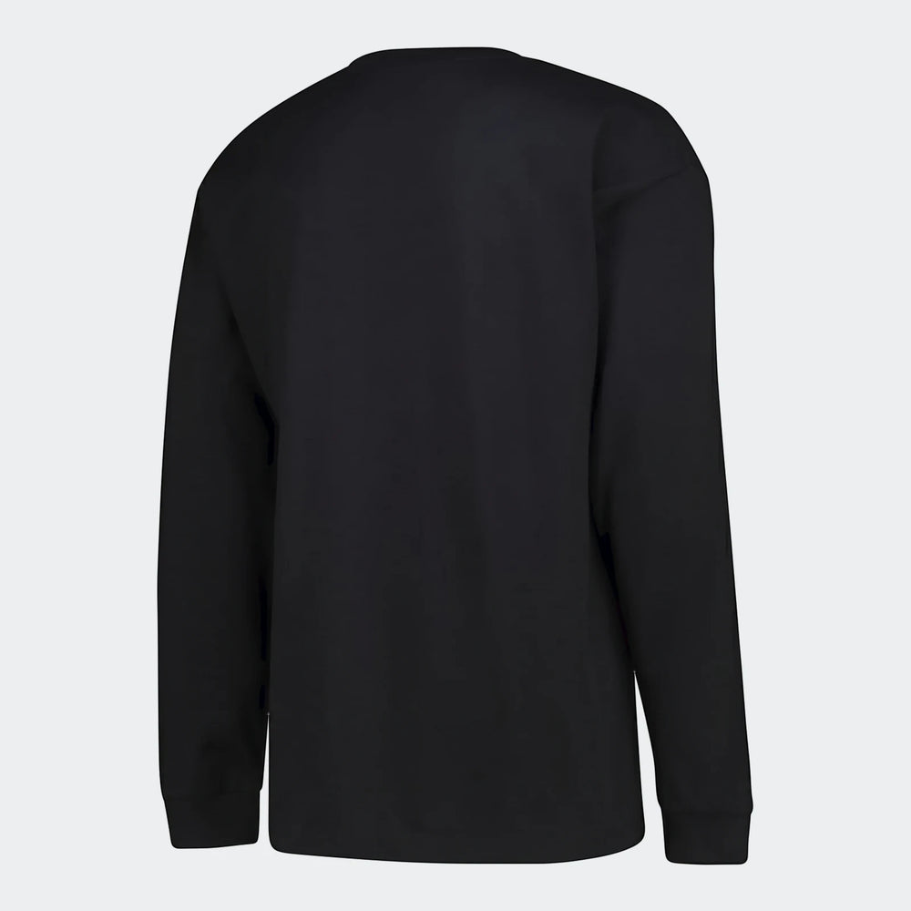 Black Sportswear Open Hem Essentials+ Slim Long Sleeve T-Shirt, viewed from the back. Made from soft fabric.