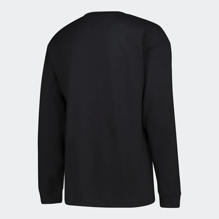 Black Sportswear Open Hem Essentials+ Slim Long Sleeve T-Shirt, viewed from the back. Made from soft fabric.
