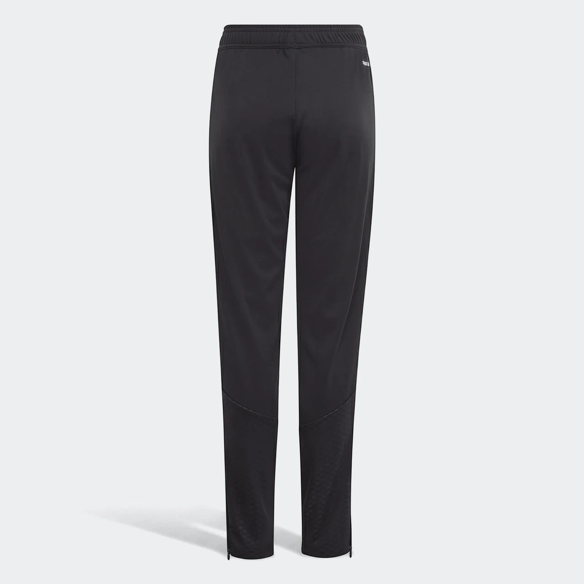 Black Tiro 26 Competition Training Pants Youth, seen from the back, featuring textured lower leg panels and a comfortable