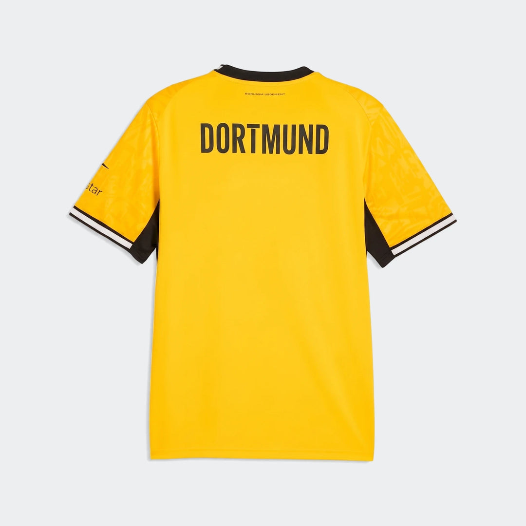 Borussia Dortmund 26/27 Home Jersey for men, yellow, short-sleeved, with DORTMUND text on the back.