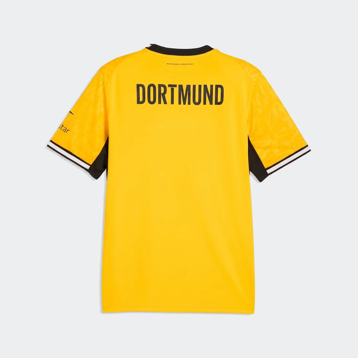 Borussia Dortmund 26/27 Home Jersey for men, yellow, short-sleeved, with DORTMUND text on the back.
