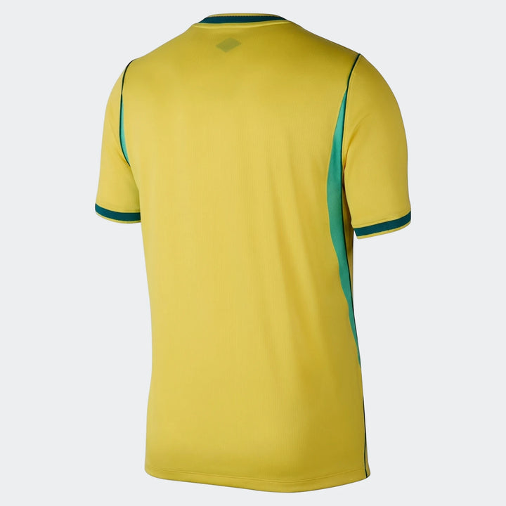 Brazil National Team 2026 Stadium Home yellow men's Nike Dri-Fit soccer jersey, shown from the back view.