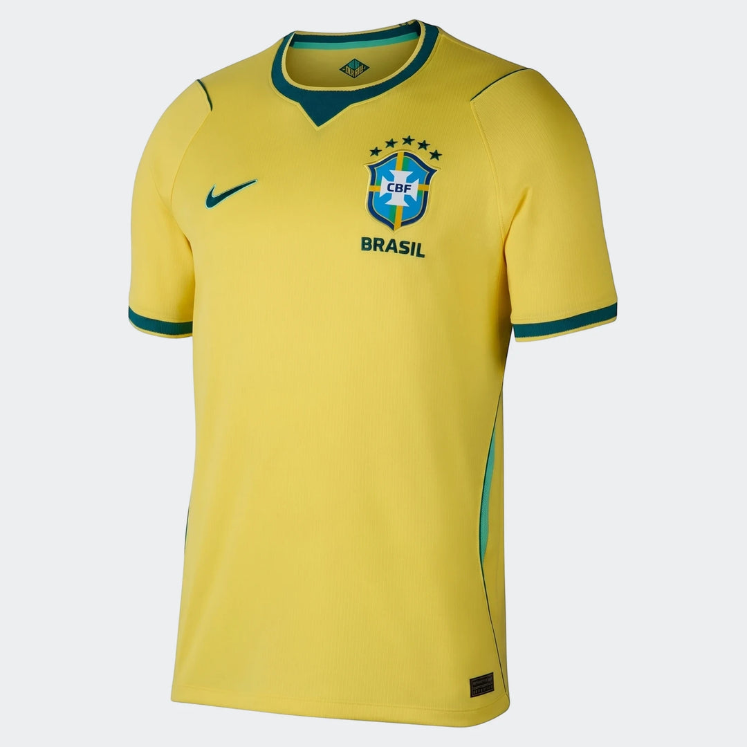 Brazil National Team 2026 Stadium Home Yellow Men's Nike Dri-Fit Soccer Jersey, featuring the CBF logo and Nike swoosh on