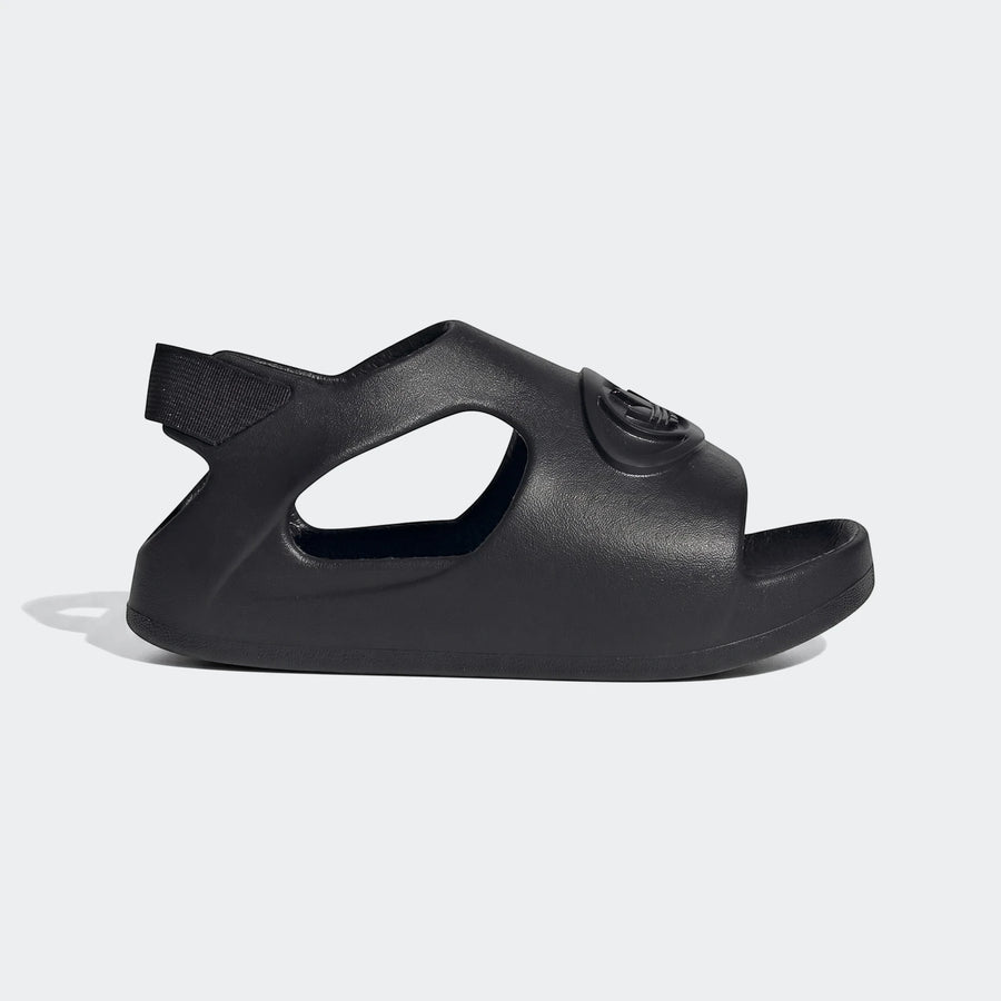 Single black Campus 00S Foam Slide sandal, made of textured foam, viewed from a side profile against a white background.
