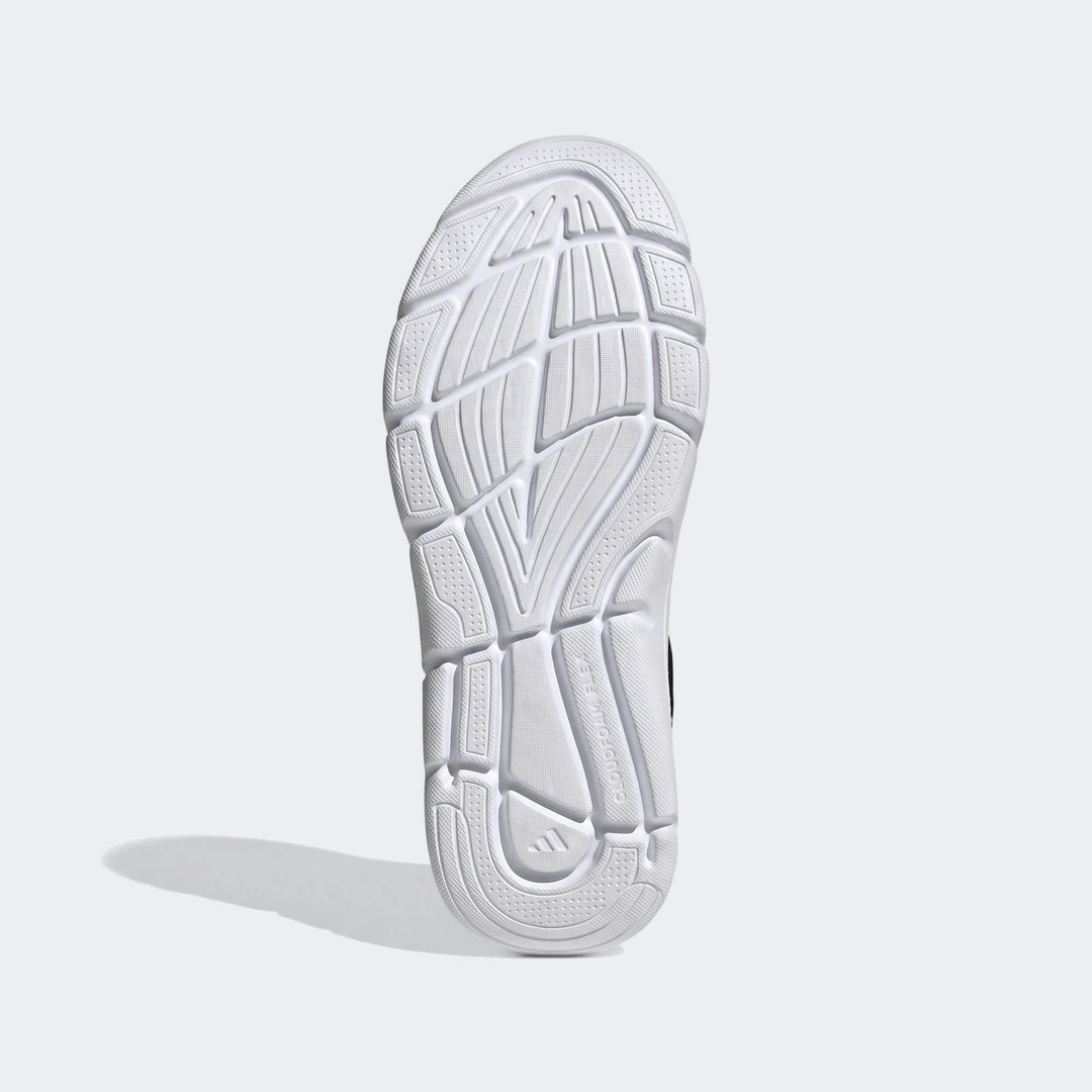 Cloudfoam Flex Lounge Rapidaflow Shoes, white sole with intricate tread pattern and Adidas logo, bottom view.