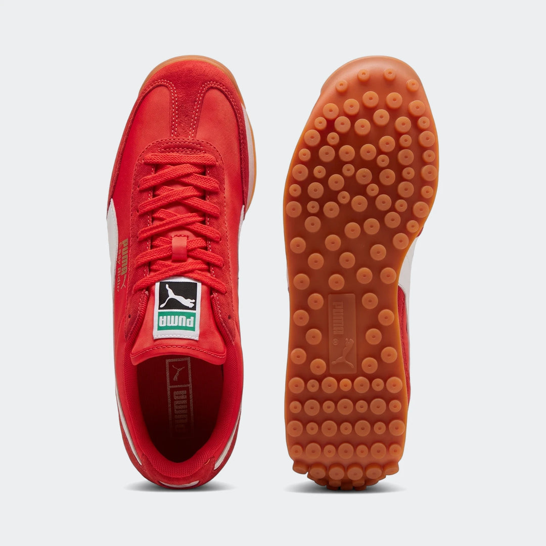Easy Rider Vintage Ps Red Sneakers with white stripe and gum sole, displayed top and bottom view.