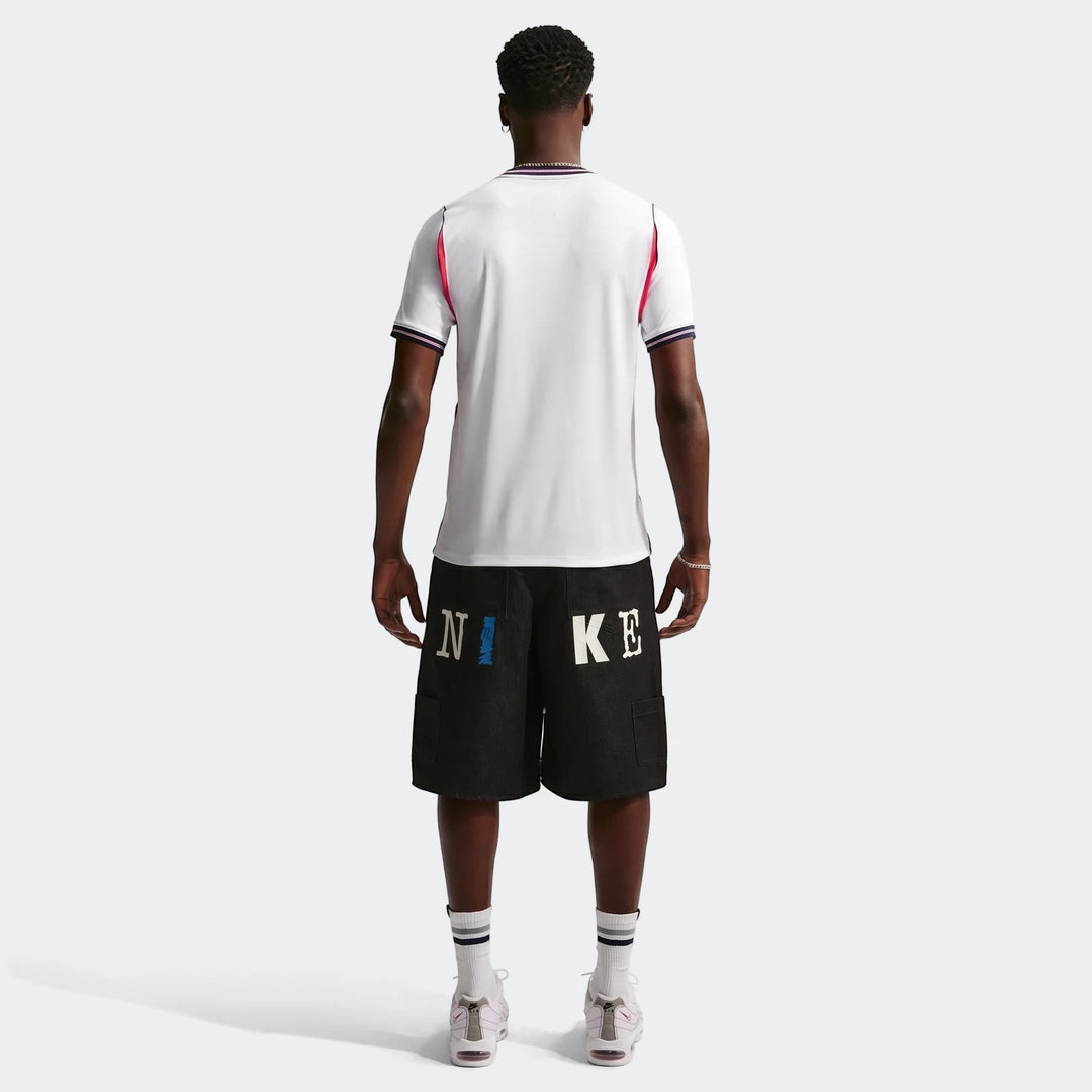 England National Team 2026 Stadium Home White Men's Nike Dri-Fit Soccer Jersey worn by a model from the back, paired with