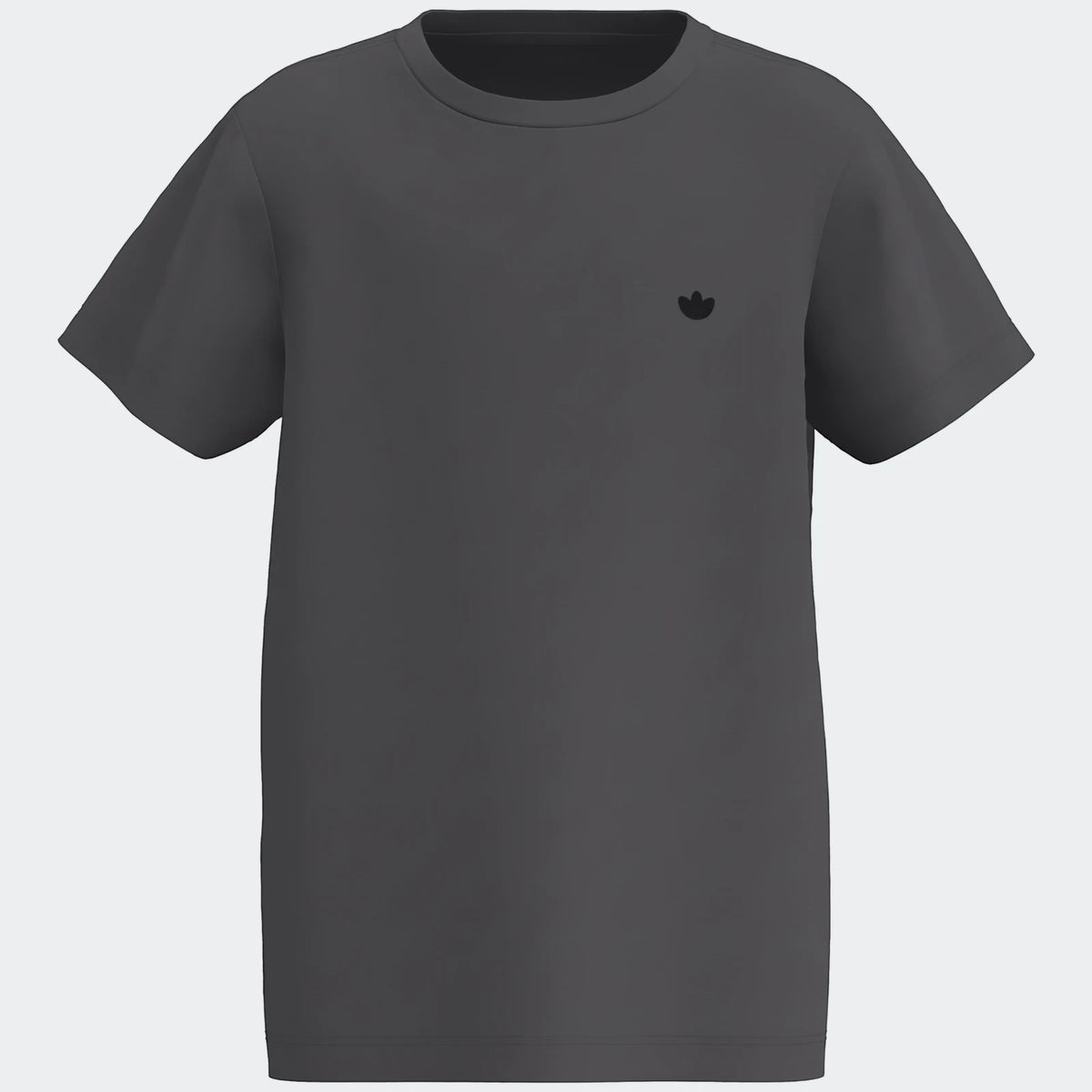 Essential Yout T-Shirt in dark gray with a small black chest logo, front view, on a plain background.