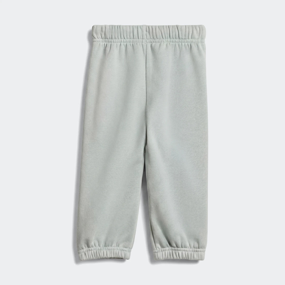 Light gray-green Essentials Joggers for kids, made from soft knit fabric, shown in a flat lay front view.