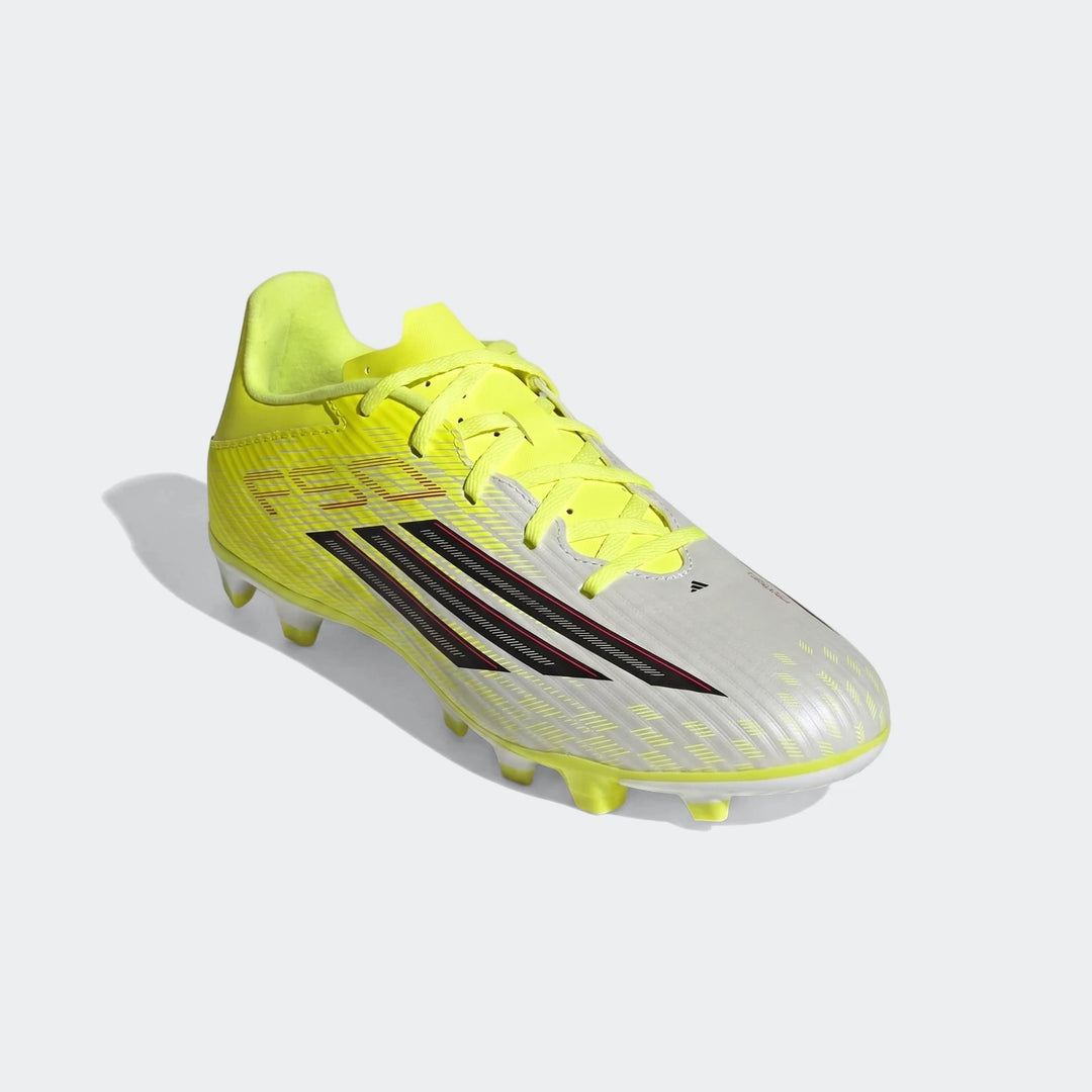 F50 Club Firm Ground/Multi Ground football boots in bright yellow and silver, designed for optimal performance.