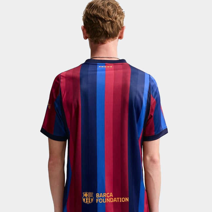 FC Barcelona 2026/27 Stadium Home Men's Nike Dri-Fit Soccer Replica Jersey. Red and blue vertical stripes, viewed from the