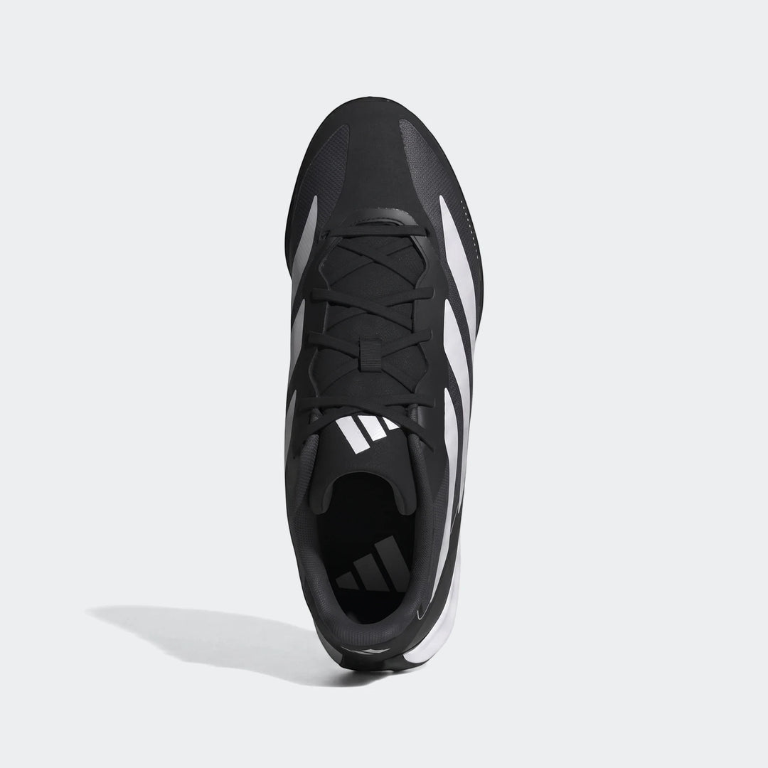 Feroza Base Shoes in black with white side stripes, lace-up design, shown from top view with textured upper.