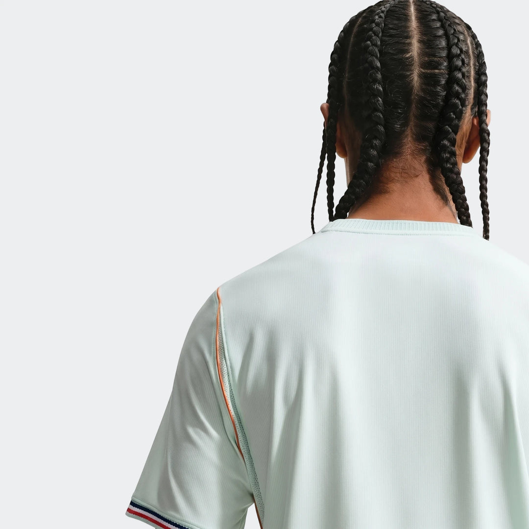 Back view of the France National Team 2026 Stadium Away Green Men's Nike Dri-Fit Soccer Jersey worn by a person, showing