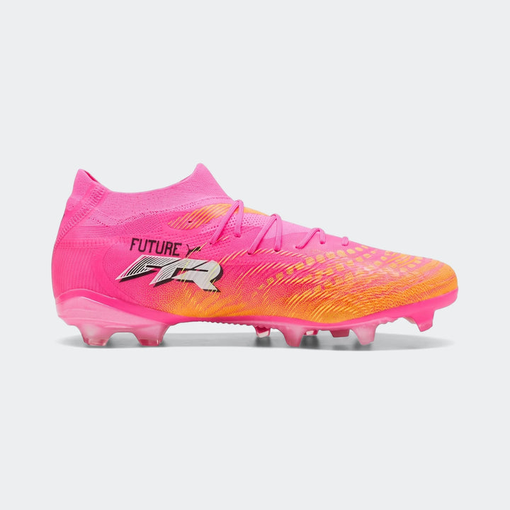 Pink and orange Future 9 Match Fg/Ag football boots, side view on a clean background.