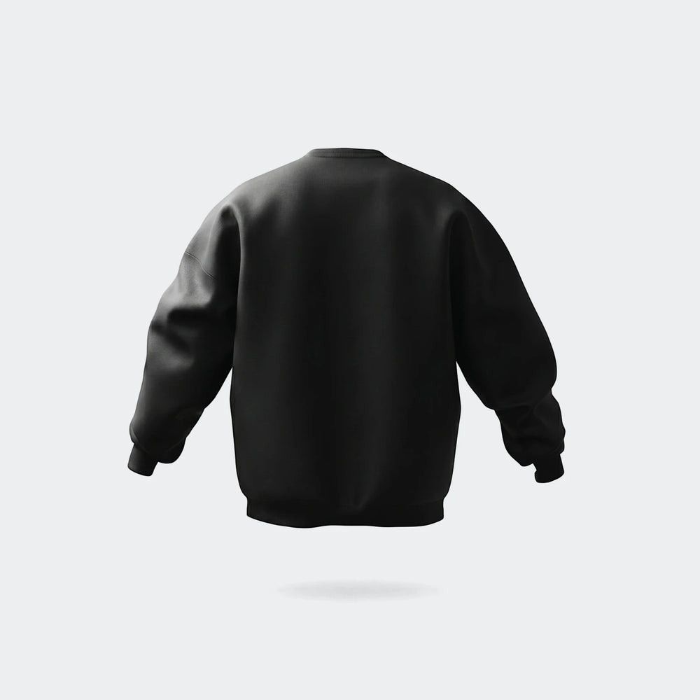 Black Future Icons 3-Bar Crew Sweatshirt, presented in a back view, highlighting the soft fabric and classic design.