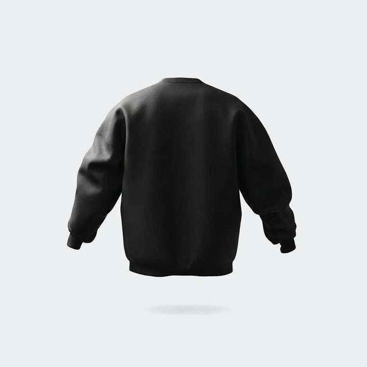 Black Future Icons 3-Bar Crew Sweatshirt, presented in a back view, highlighting the soft fabric and classic design.