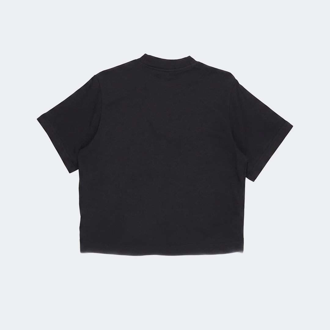 Black G Nsw Tee Boxy Vrzty t-shirt for women, featuring a short-sleeve design and shown from the back view, ideal for casual