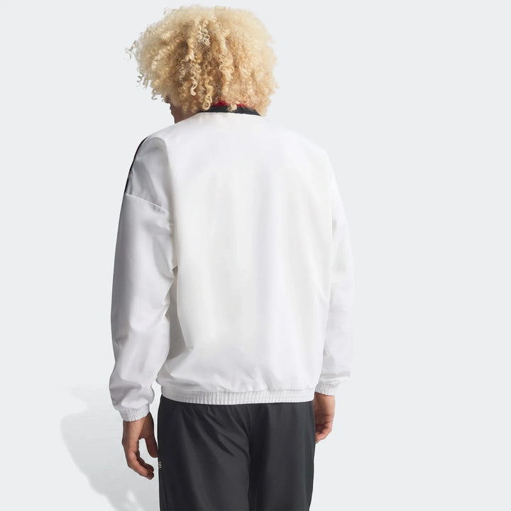 White Germany 1994 Retro Track Top worn by a model from the back, featuring a distinctive collar and shoulder stripe.