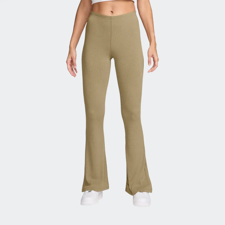 W Nsw Nk Chll Knt Mrib Mr Flr Beige Leggings