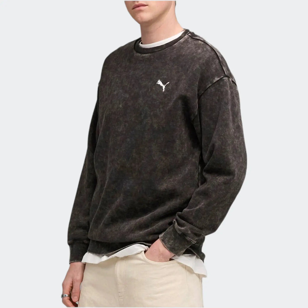 Ess Elevated Relaxed Wash Crew Black Sweatshirts