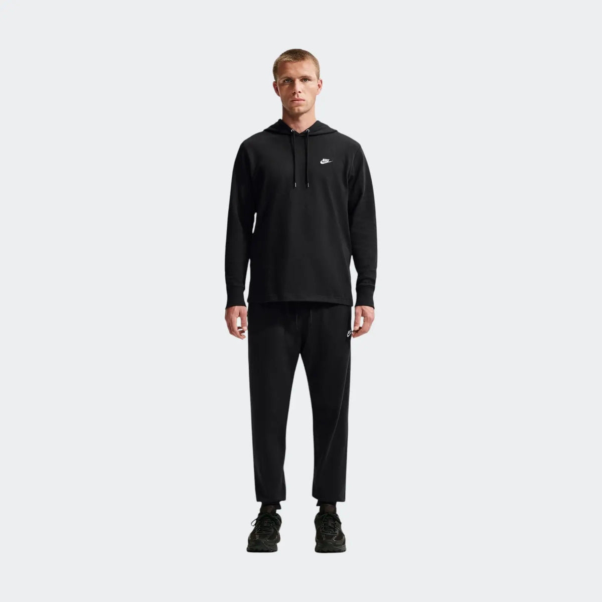 M Nk Club Knit Po Hoodie Black Hoodies