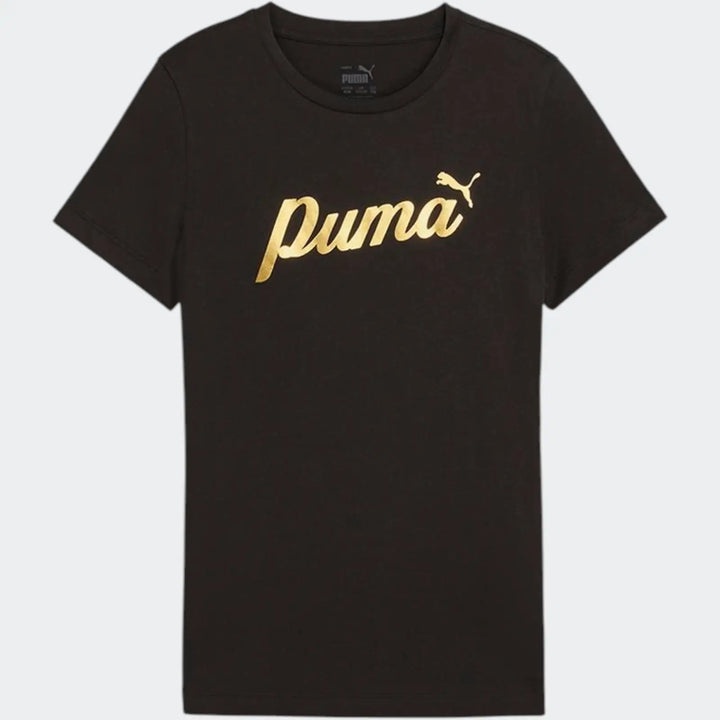 Ess+ Script Metallic Tee Black T-Shirts